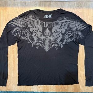 🖤 Affliction Live Fast Skull Wings Thermal Long Sleeve Shirt 4XL Big Large XXXXL